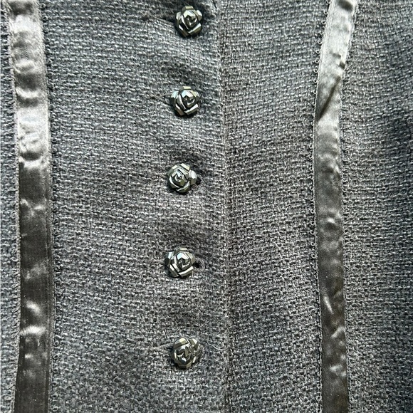 Rebecca Taylor Tweed Black Blazer Career Size 6 Preppy Academia Business Causal - Picture 3 of 12